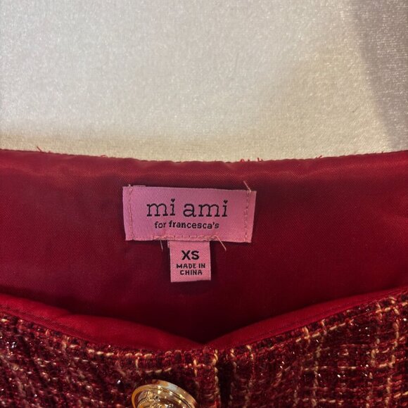 Mi Ami for Francesca’s Burgundy Tweed Button Front Mini Dress | Women's Size XS - Picture 8 of 8